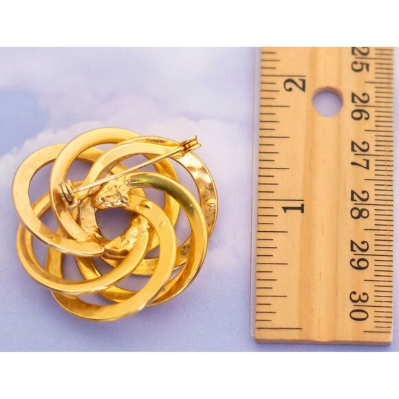 Vintage Mid-century Gold Tone Multi Spiral Brooch - S14 - Picture 2 of 2